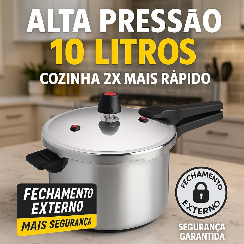 Panela Pressão Fechamento Externo 10 Litros Alta Eficiência Segurança Cozimento Rápido