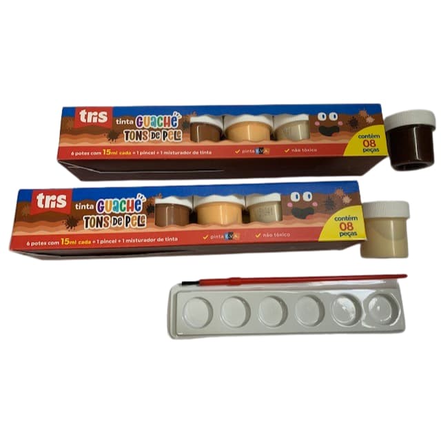 Tinta Guache 015ml Tris 6 Tons De Pele Kit C/ 2 Caixinhas