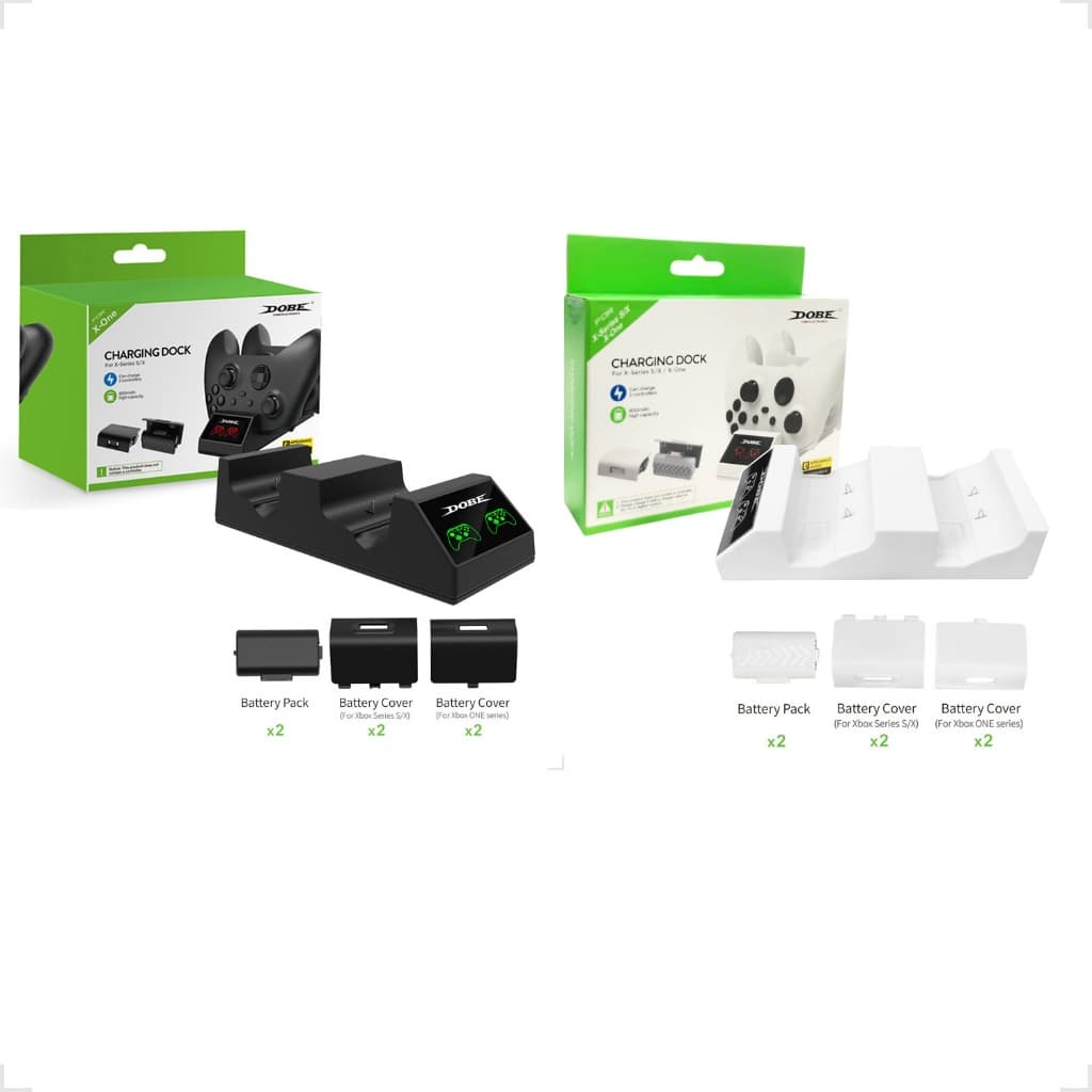 Base Carregadora Dupla + 2 Fontes 800mAh + 4 Tampas Controle Xbox Series/One Wireless