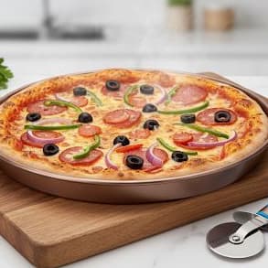 Forma para Mini Pizza 25cm Alumínio + Cortador de Pizza de pizza brinde