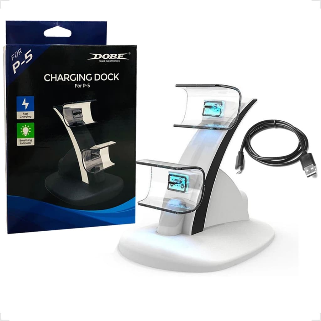 Base Carregador De Controle Manete Duplo Compatível Para Playstations 5 Controle Ps5 BRANCO