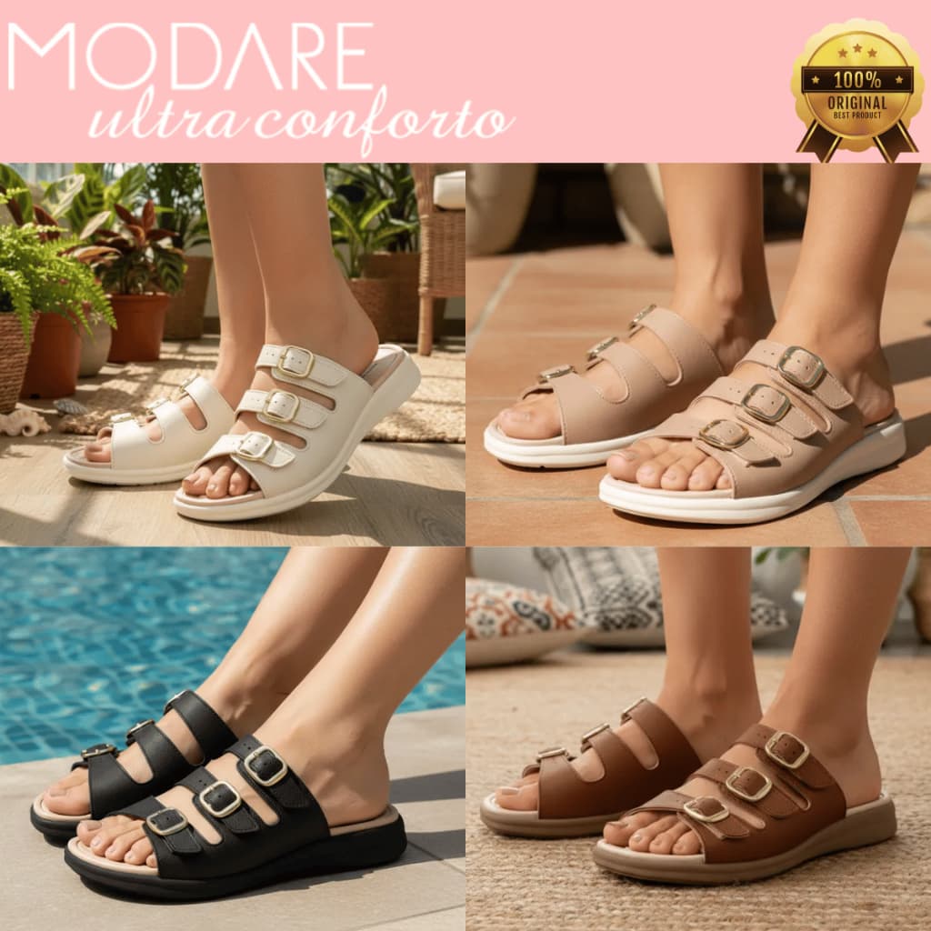 Chinelo Modare Feminino Tamanco Sandália Ultraconforto Slide Palmilha Massageadora Original