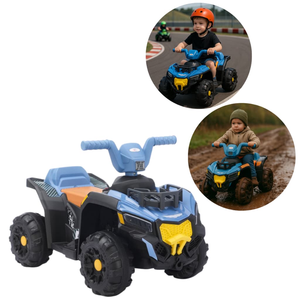 Quadriciclo Infantil Elétrico 6V Azul Criança Brinquedo Bateria Passeio Estilo MotoTriciclo Elétrico