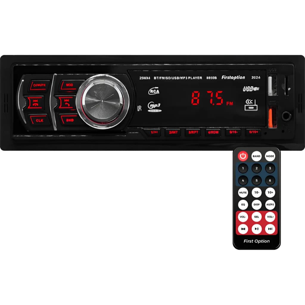Rádio Automotivo Bluetooth First Option 8850B MP3 2 USB FM SD Som de Carro