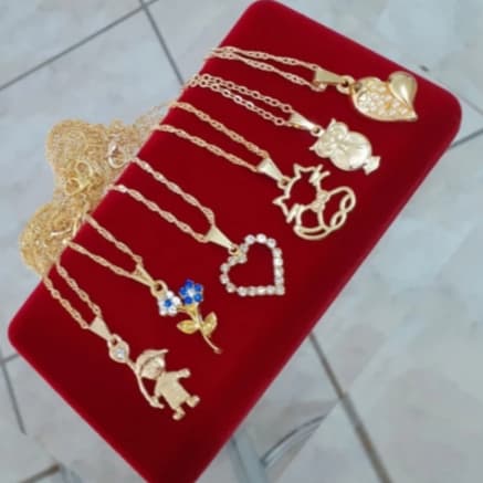 Kit 10 Colar Corrente Gargantilha Feminino Pingente Folheada Bijuteria Biju Revenda Lote / Modelo aleatório