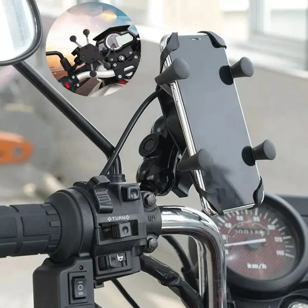Suporte Para Celular Moto Com Carregador USB - ATEC