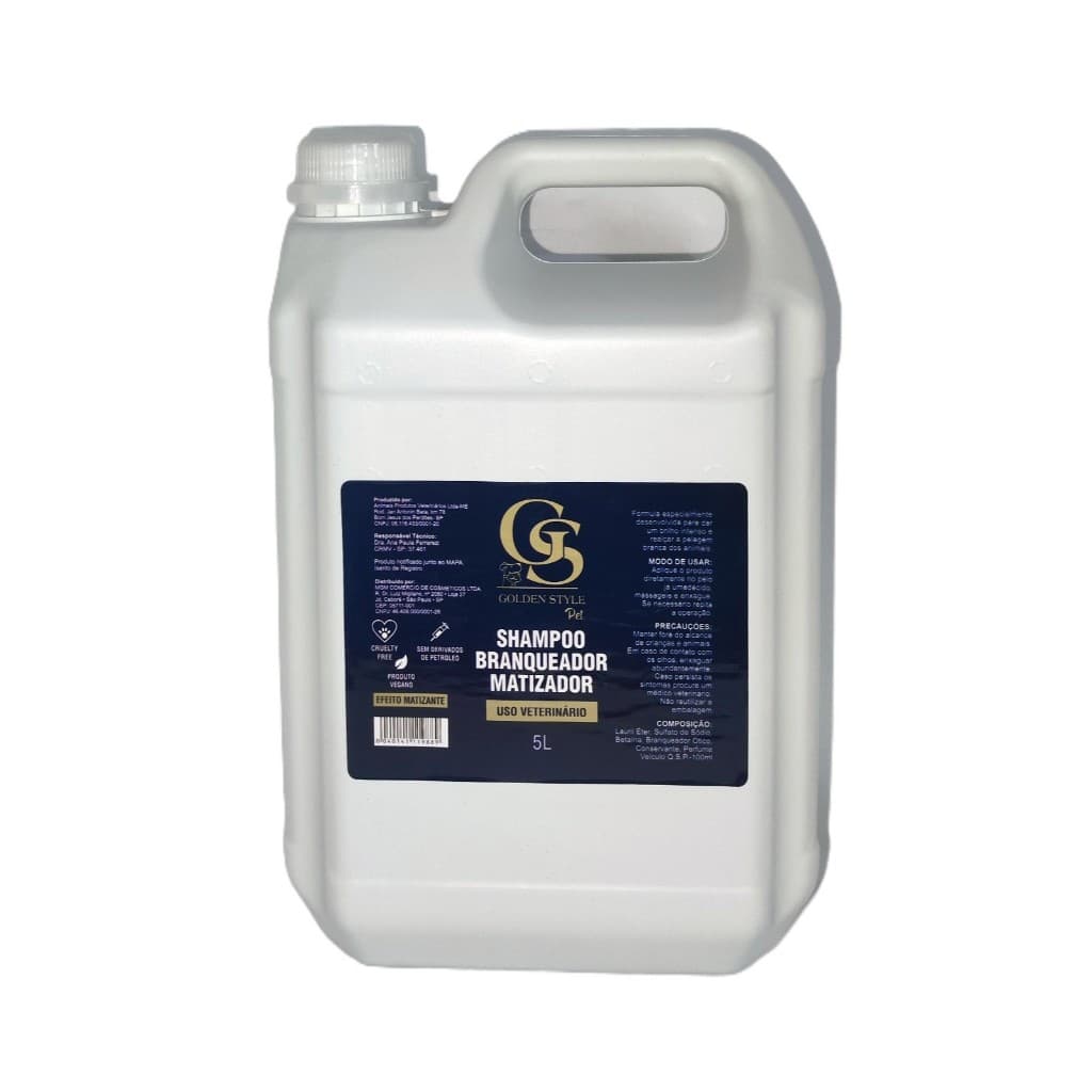 Shampoo Golden S Pet Branqueador Matizador 5 Litros Cães