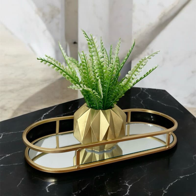 Vaso 3D balão, com planta artificial, mato em tons de verde