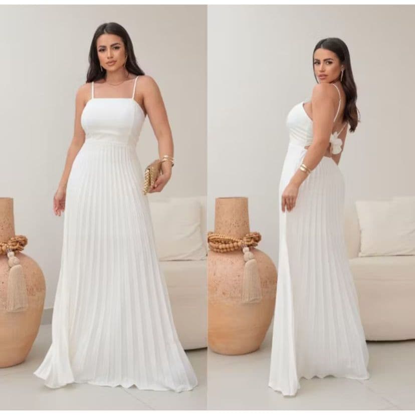 Vestido plissado  longo – Elegante e Perfeito para Eventos