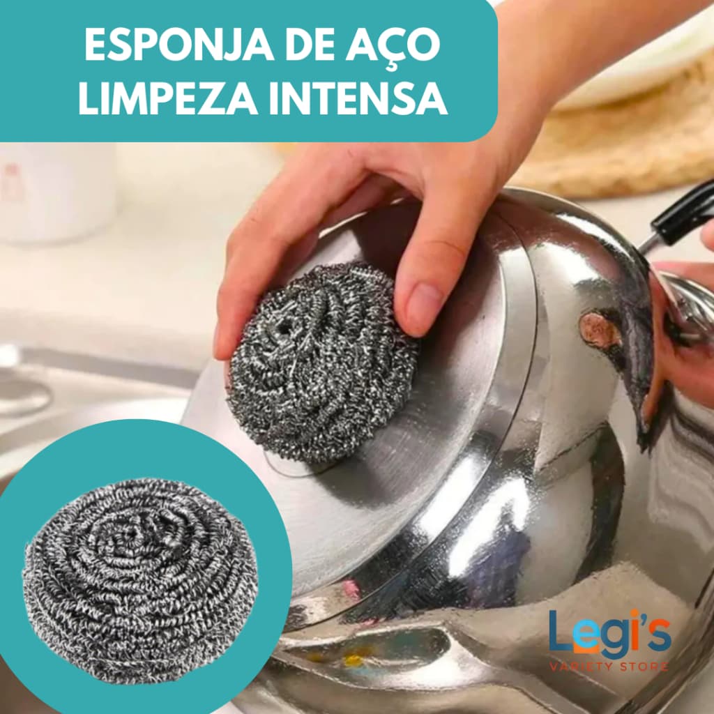 Esponja de Aço Inox Reforçada – Kit com Alta Durabilidade para Limpeza de Panela e Grelha