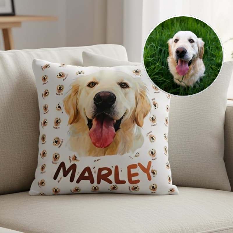 Almofada Personalizada Pet – Foto do Seu Pet Virando Ilustração em Estilo Pintura a Óleo | Presente para Petlover