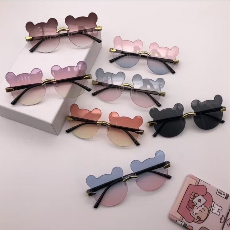 Kit 2 unidades Óculos Infantil Ursinho Lente Colorida – Estilo Kawaii Tumblr Proteção UV400