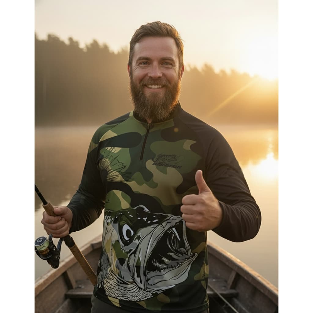 Camisa de Pesca Proteção UV50+ Tecido Fresco Confortável Espanta Mosquito