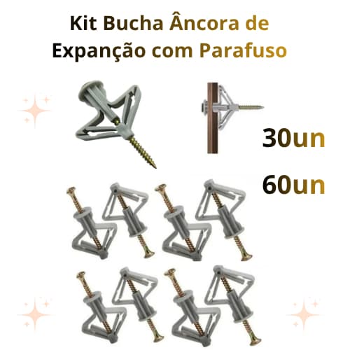 Kit  Bucha Ancora De Expansão com Parafuso Gesso Drywall  Acartonado.