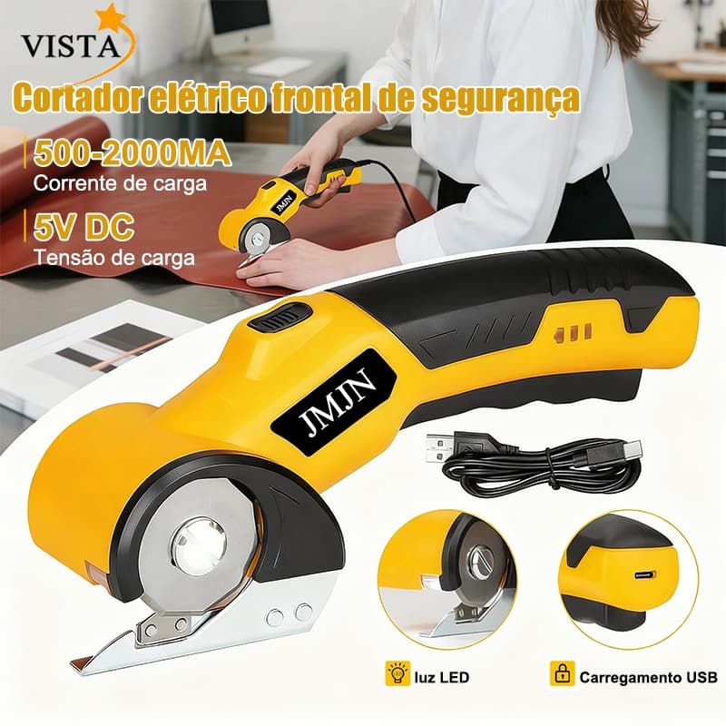 Tesoura Elétrica Sem Fio Recarregável USB 12 V Bivolt – Corte Preciso para Tecidos, Couro e Papelão VISTA