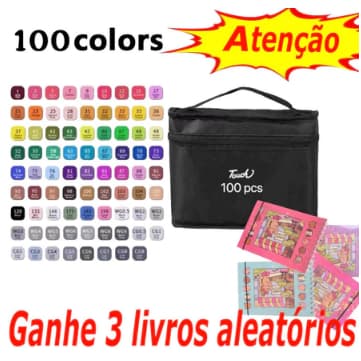 Canetas Marcadoras de Ponta Dupla Aquarela – 24/36/48/60/80/100Peças + Livro de colorir grátis