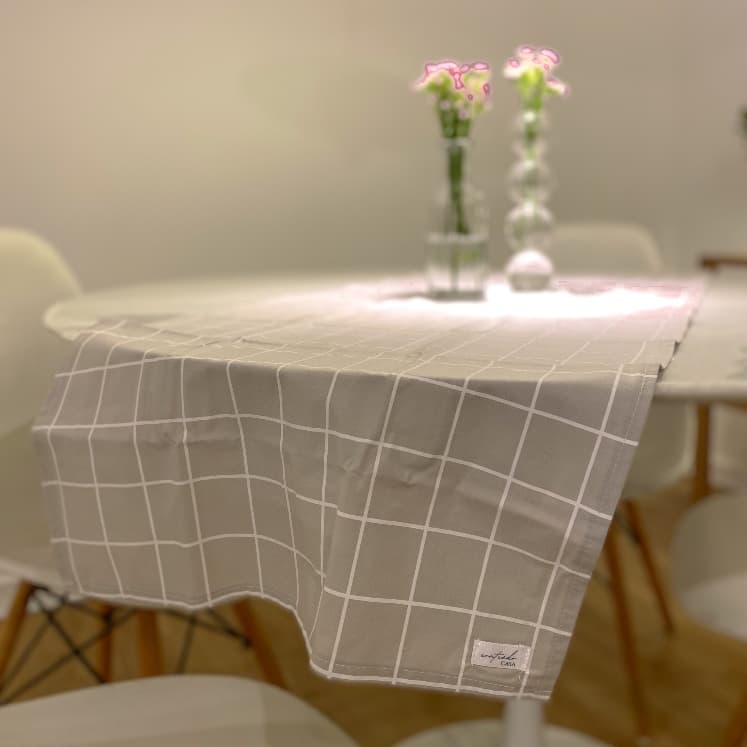 Trilho de Mesa Grid | Trilho de Mesa Minimalista | Trilho de Mesa Preto Branco Cinza | Caminho de Mesa Grid