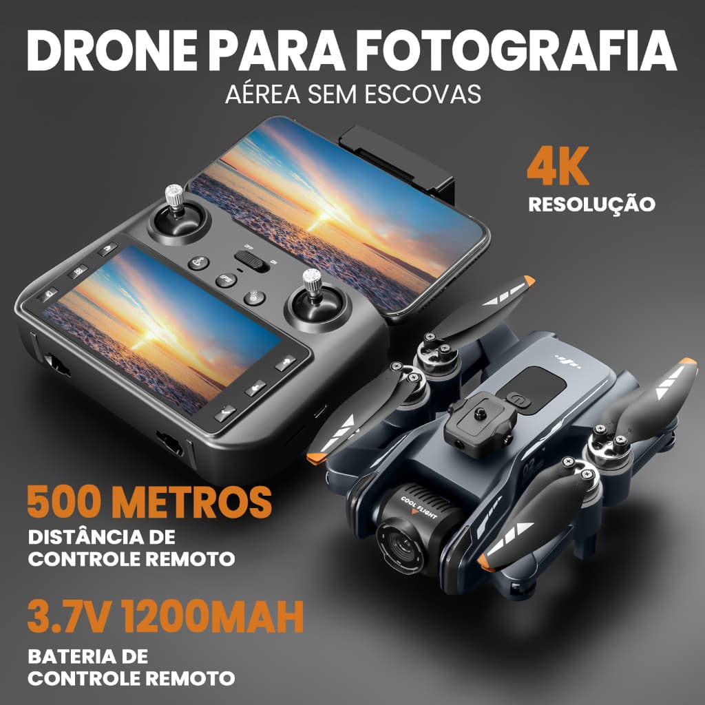 Drone profissional XT808 possui uma tela 4K de 4,5 polegadas, GPS 5G e uma câmera de 180°