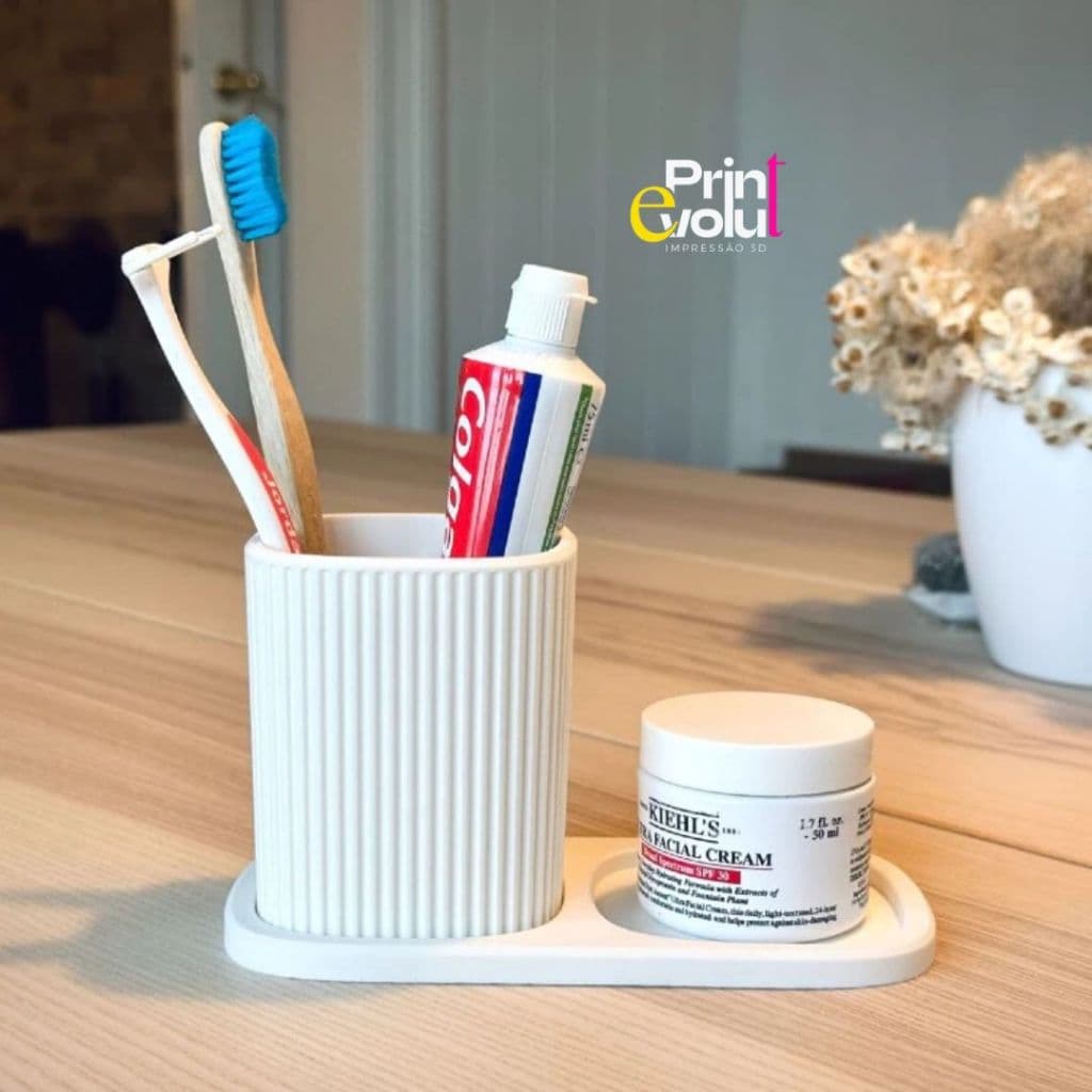 Kit organizador de banheiro minimalista 2 em 1 / Suporte para escova de dentes e pasta