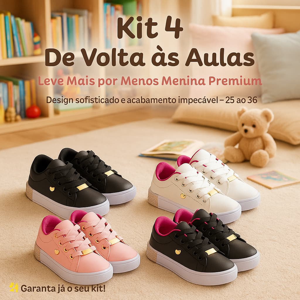 Kit 4 Tênis Para Escola De Menina - Design Moderno e Confortável Do 25 ao 36 - GARANTA JÁ O SEU KIT!