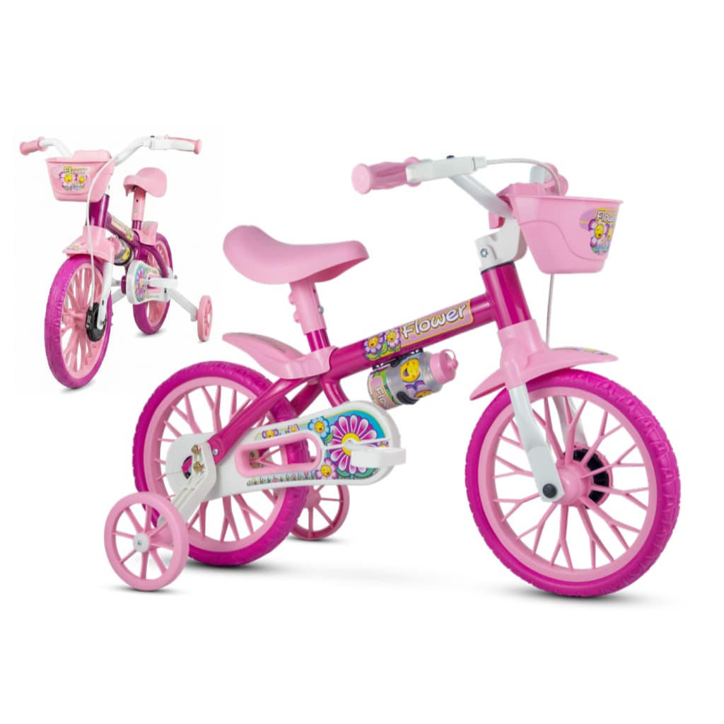 Bicicleta Infantil Nathor Flower Aro 12 Cor Rosa 2,5+ Anos
