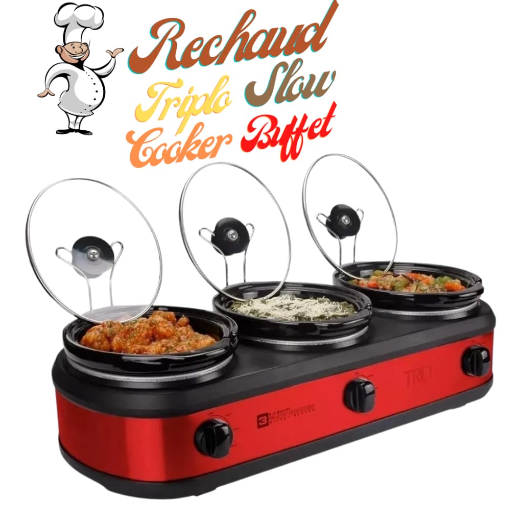 Triplo Buffet Panelas Rechaúd Elétrico 127V c/ 3 temperaturas diferentes. Três Panelas de 2.4L cada.