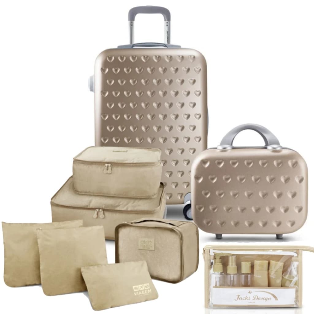 Mala de Viagem Bordo Pequena Rígida 10 KG Aprovada ABS Rodinhas Frasqueira Kit Organizador Frascos
