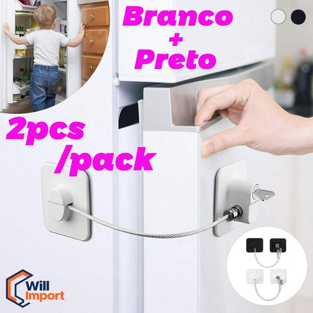 Trava Tranca Com Chave/Com Senha para Geladeira Freezer Porta Janela Gaveta Não Precisa Furar