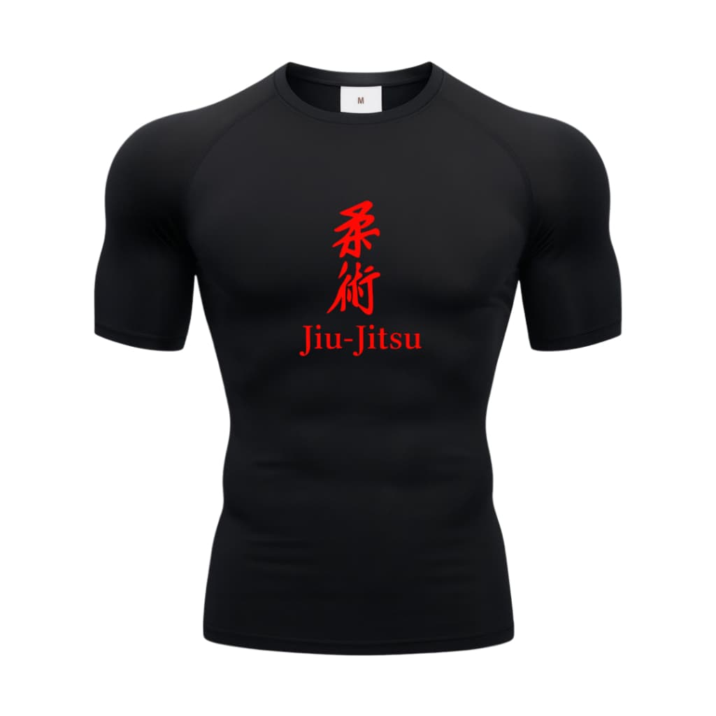 Camisa De Compressão JiuJitsu Manga Curta Treino Ginástica Camiseta Esportiva RASH GUARD