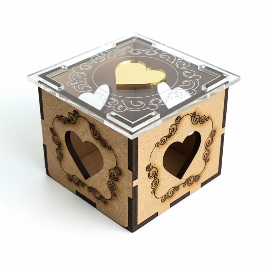 Caixa MDF com Tampa de Acrílico Transparente  Lembranças de Casamento Bodas Festas – Kit 10 Unidades