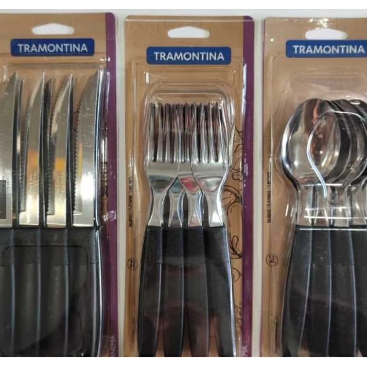 KIT 12Garfos+12Facas+12Colheres Tramontinha Ipanema