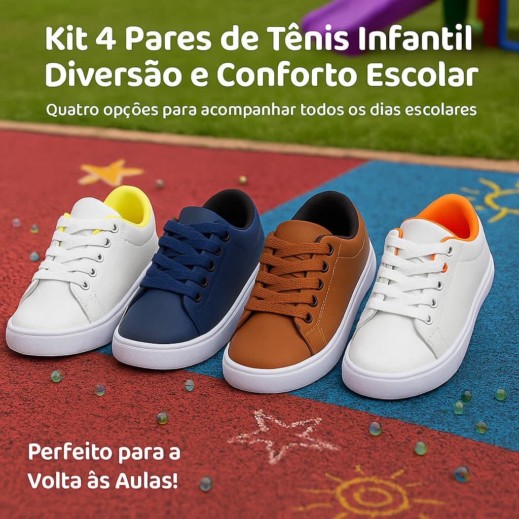 Kit 4 Tênis Para Menino Escolar - Diversão e Conforto 4 Opções Para Cada Dia De Aula - COMPRE JÁ!