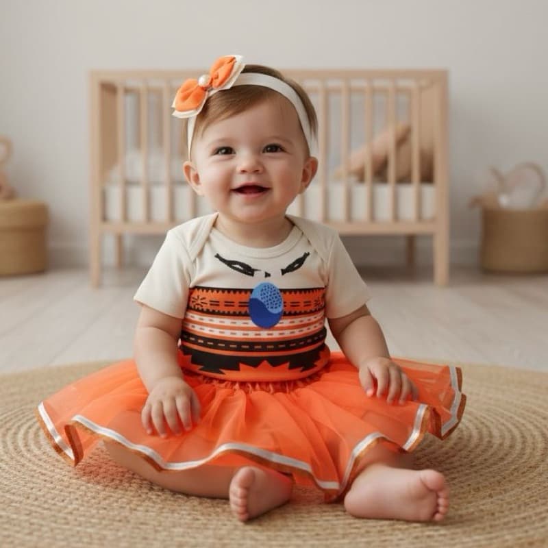 Body Bebê Tematico da Moana Fantasia Infantil Mesversario