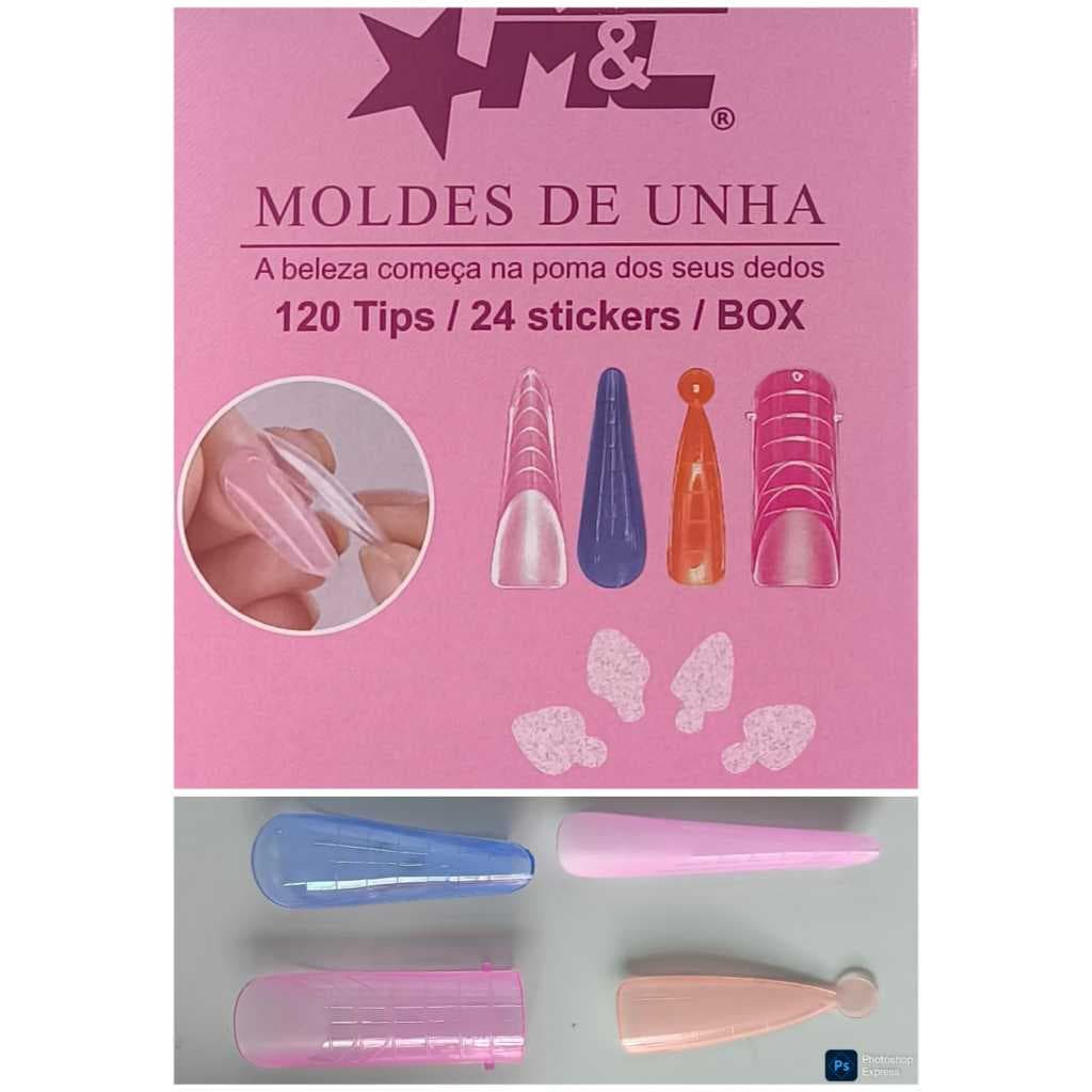 Molde F1 Unhas 4 Formatos  120 UN + 24 Adesivos Reverso M&C Lançamento