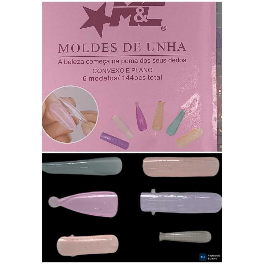 Kit Molde F1 6 Modelos Unhas Convexo  Plano 144Peças M&C Lançamento