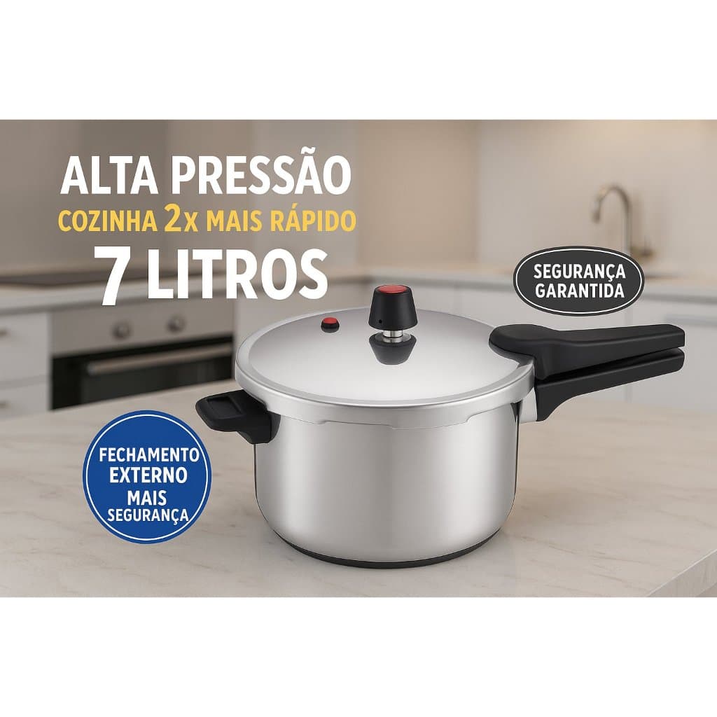 Panela Pressão Fechamento Externo 7 Litros Alta Segurança Durabilidade Cozimento Rápido