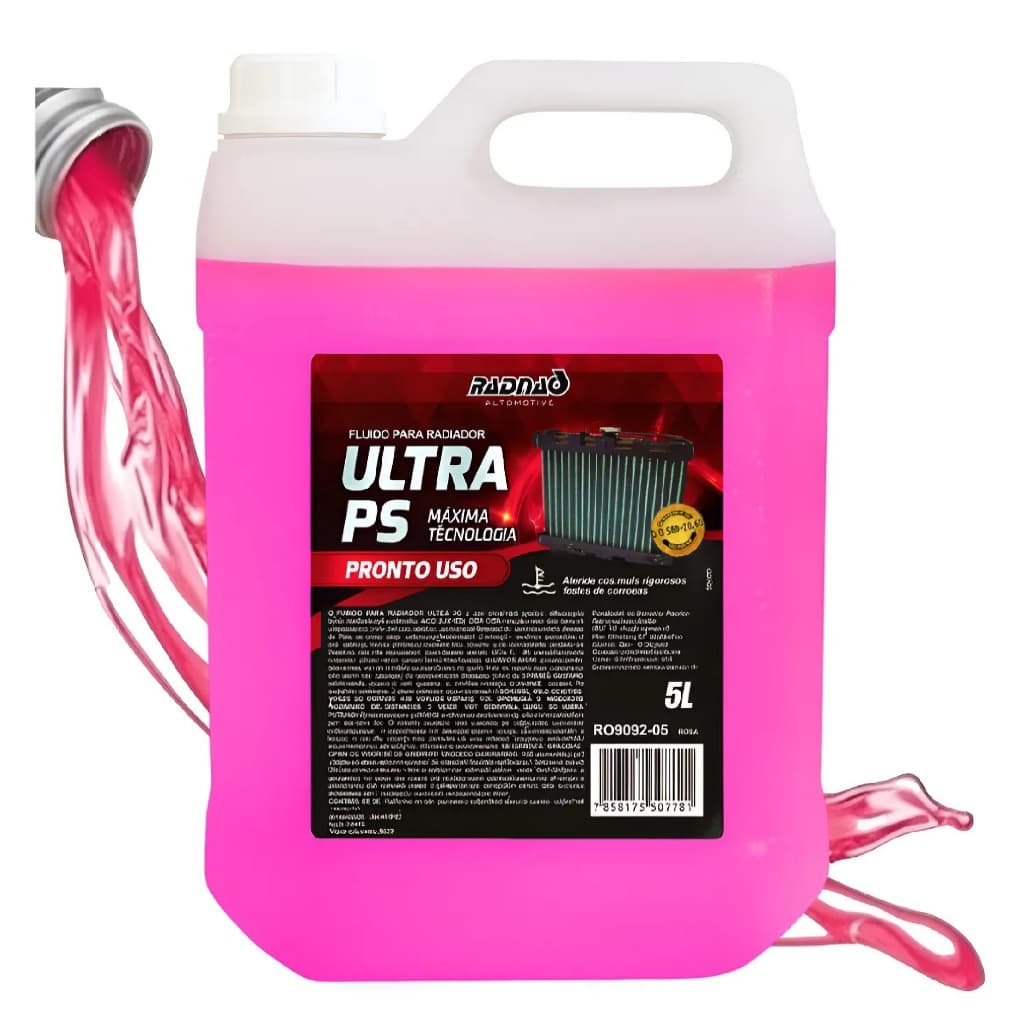 Aditivo Radiador Rosa Ultra Ps Radnaq 5l Pronto Para Uso Galão Bio Orgânico Sistema Arrefecimento