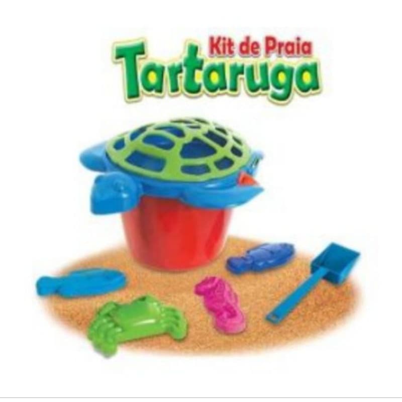 Baldinho de Praia Tartaruga com Acessórios Balde Pazinha Areia Infantil Brinquedo para Menino Menina