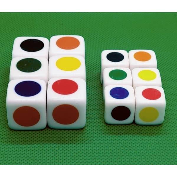 Dado 6 Lados Colorido Círculo - Com Preto