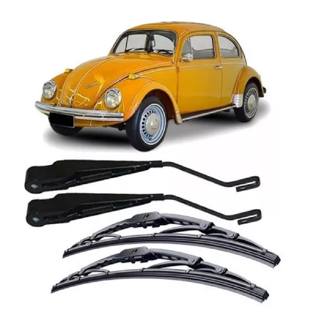 Par Braço Haste Limpador Dianteiro + Palhetas Vw Fusca 1976 ate 1996