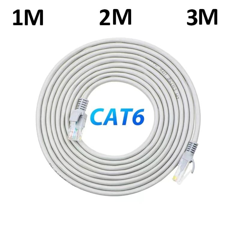 Cabo de Rede RJ45 Cat6 Alta Velocidade para Internet - Disponível em 1M 2M 3M (Interno/Externo)