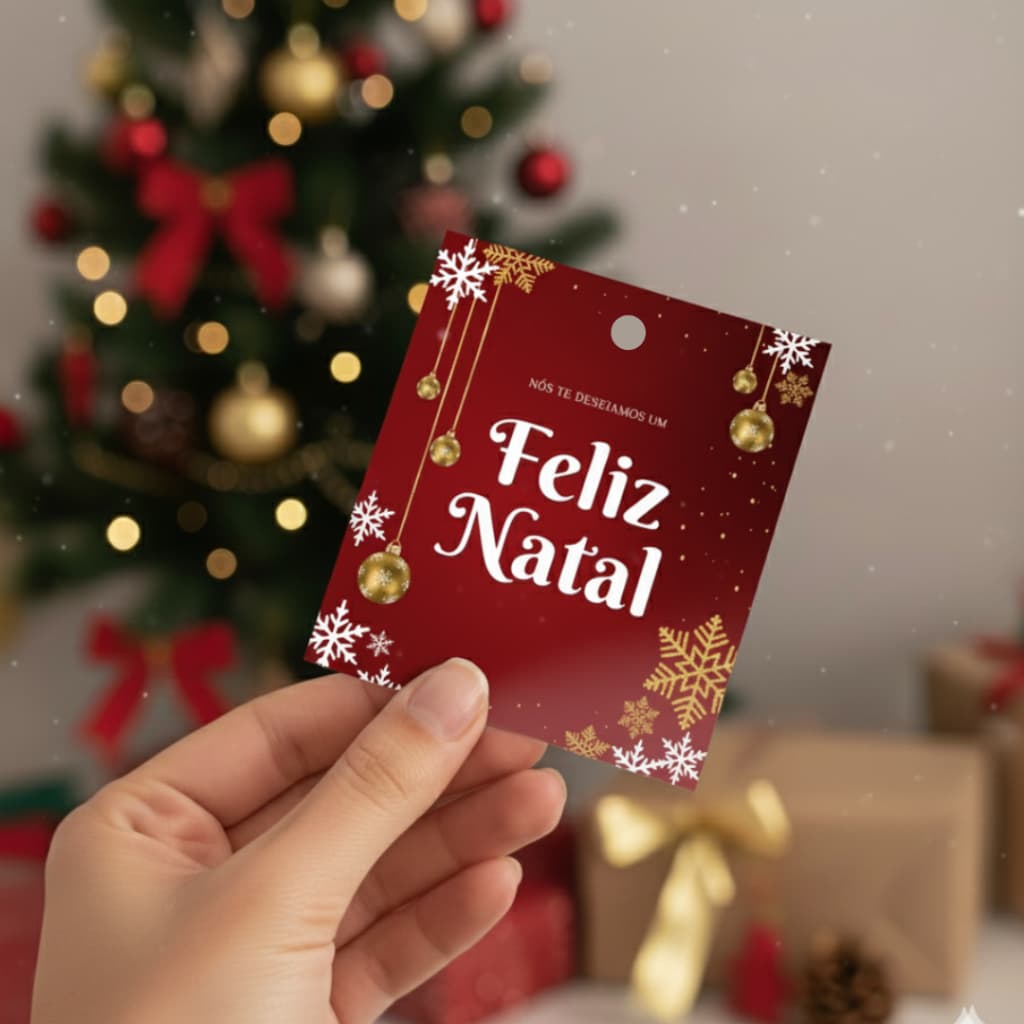 Tag Natal / Boas festas - 60/120 unid - Pronta entrega - Com furo