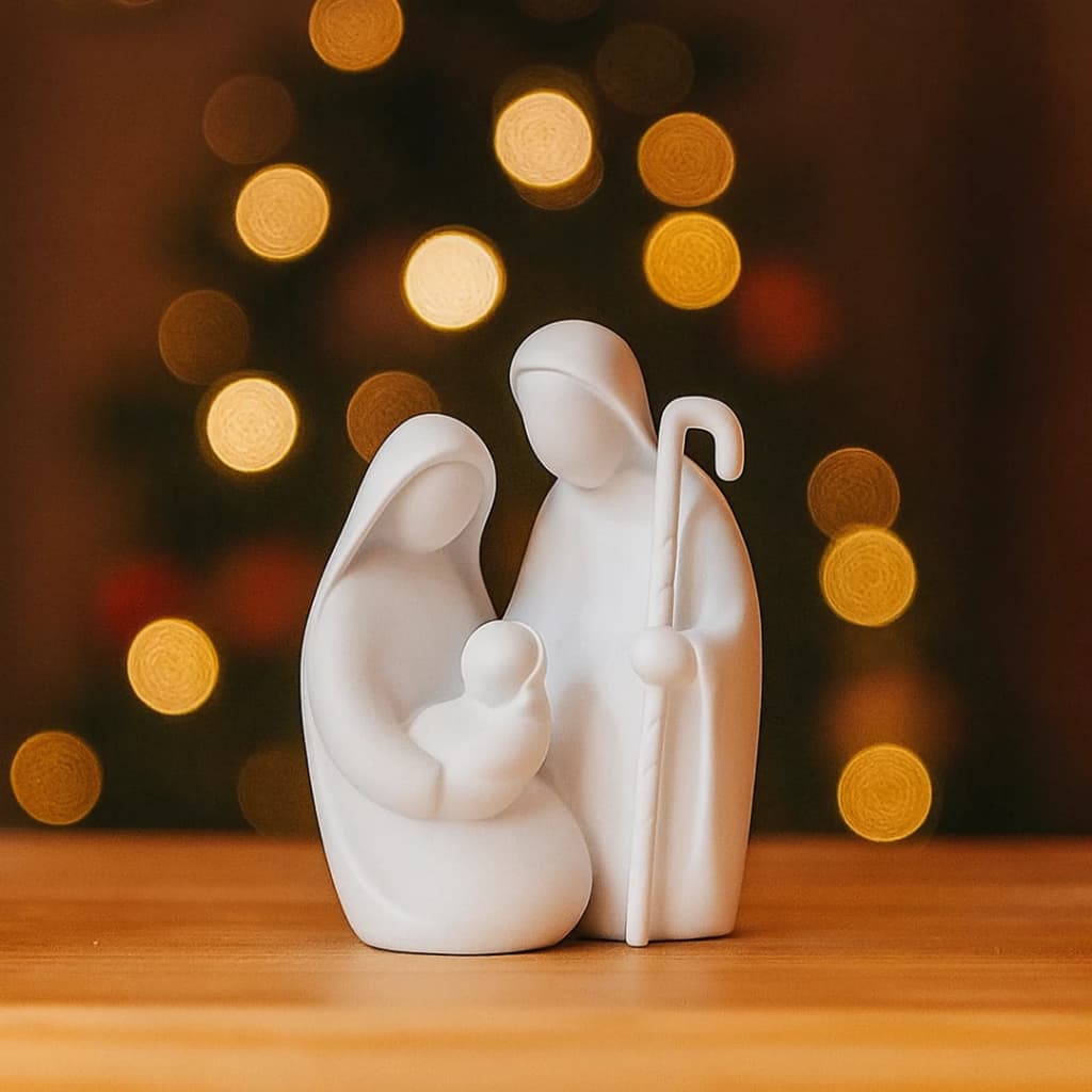 Presépio Decorativo Sagrada Família – Enfeite de Natal Minimalista