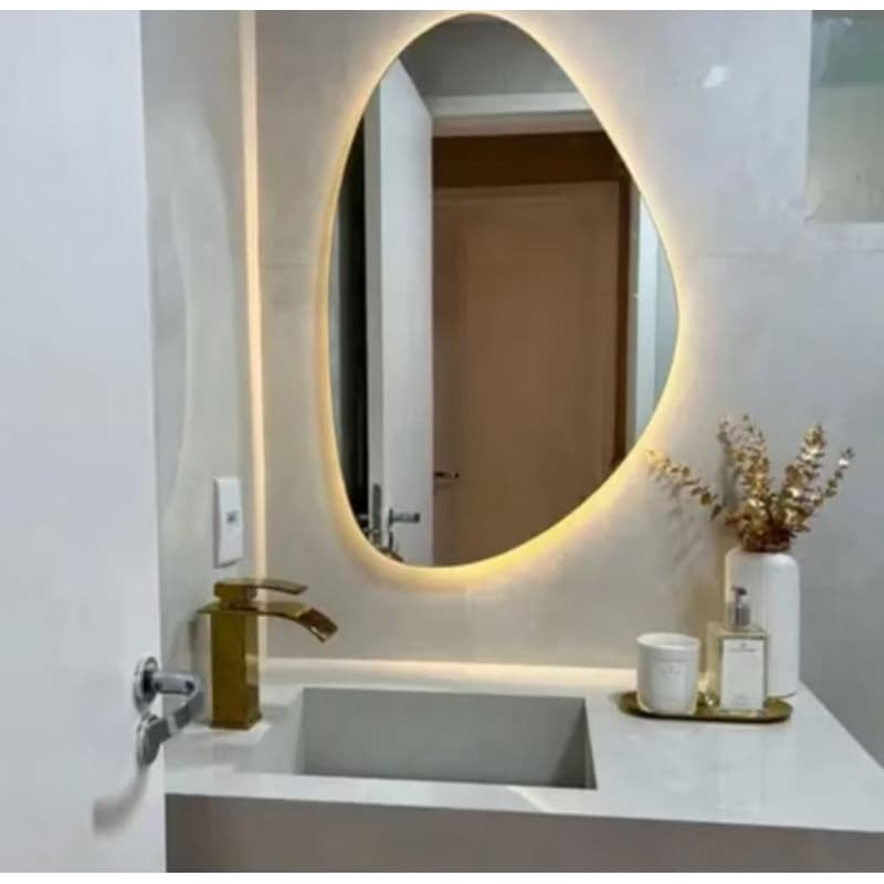 espelho orgânico espelho orgânico com led e touch espelho com 3 cor de led junto