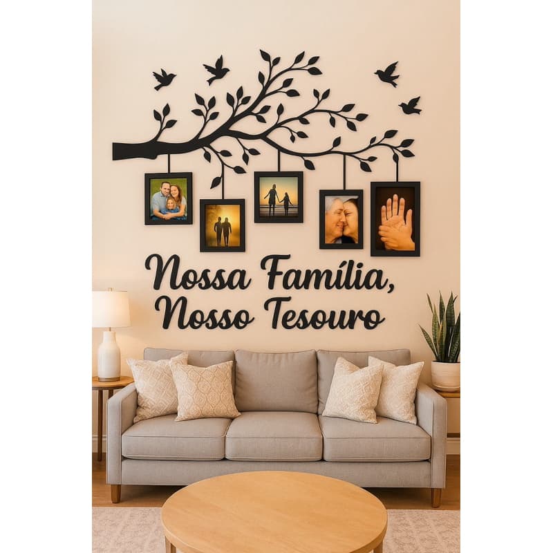 Quadro Família Personalizado com Frase – Nossa Família Nosso Tesouro