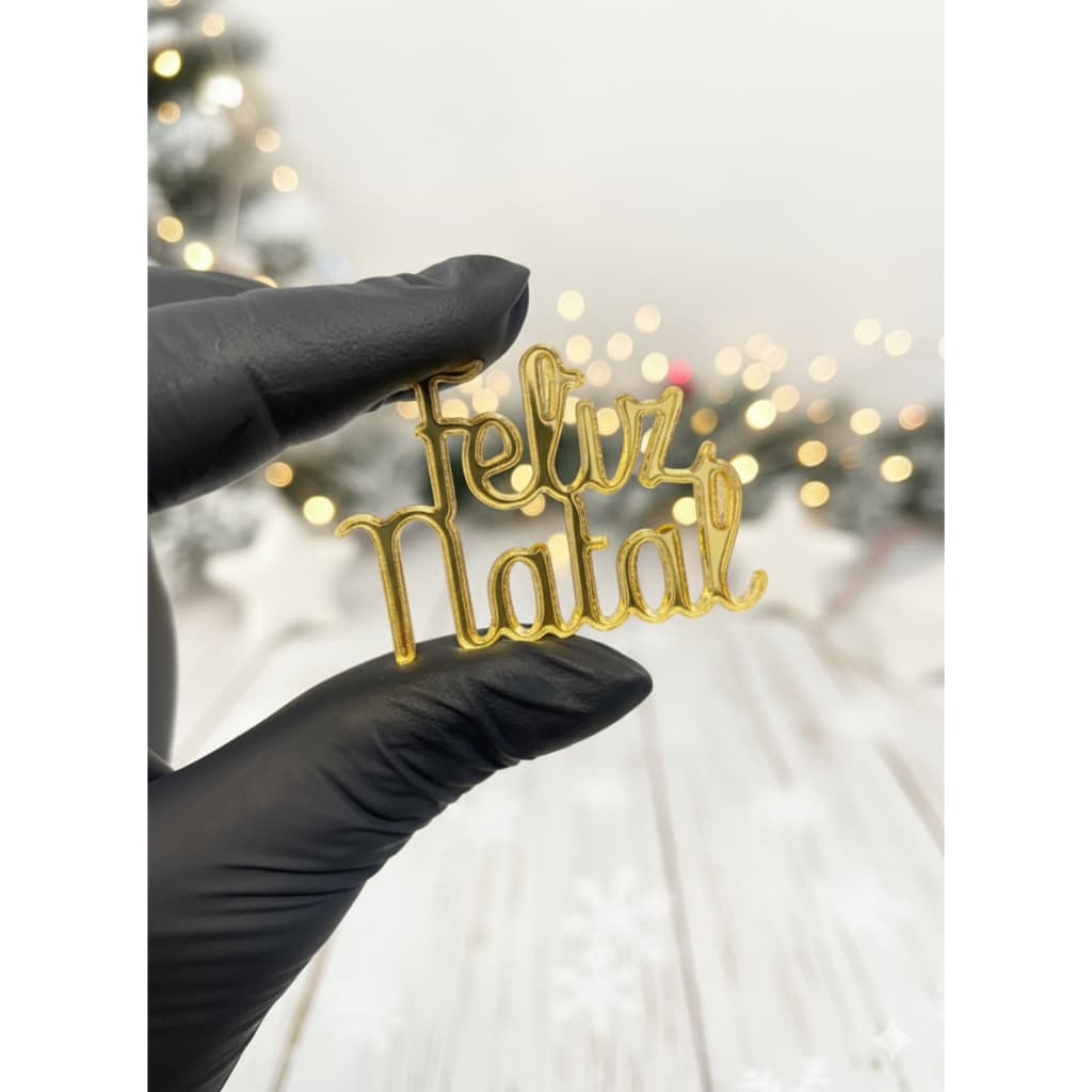 Acrílico Feliz Natal Espelhado 4cm - Pacote - Para Lembrancinhas, personalizados e Artesanatos em geral