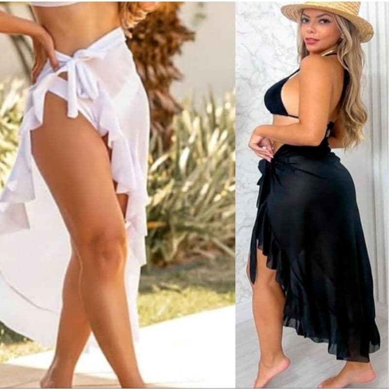 Saída de Praia Páreo Feminino Longo – Saia de Amarrar Verão, Várias Cores