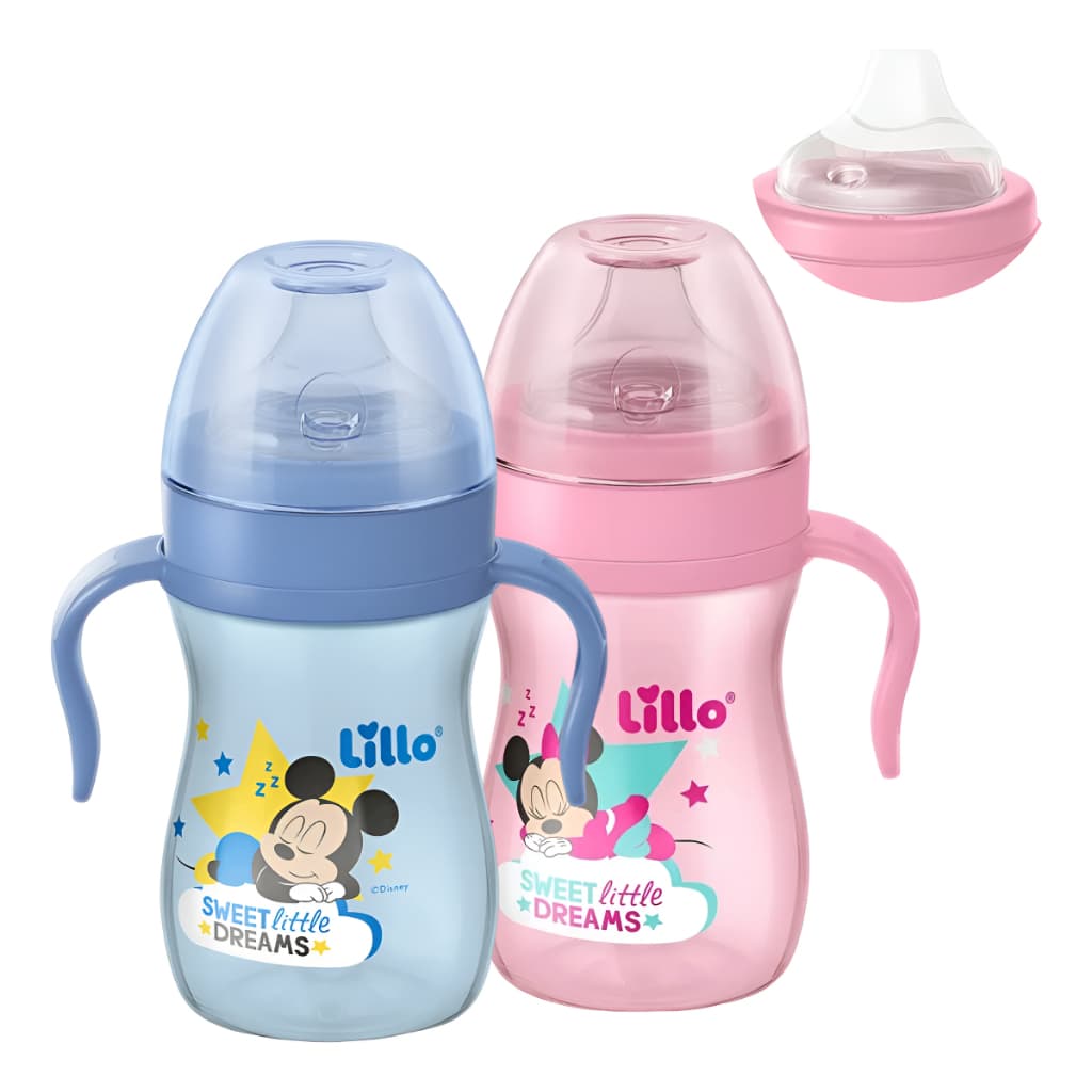 Copo de Treinamento com Alças Lillo Evolution Antivazamento  Disney 240ml Mickey Minnie