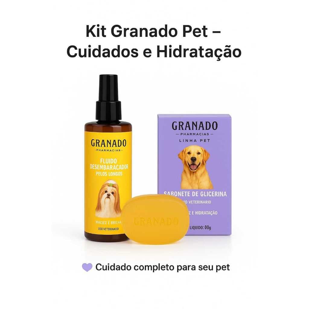 Kit Cuidado Premium Granado Pet - Fluído Desembaraçador e Sabonete Banho Cachorro e Gato