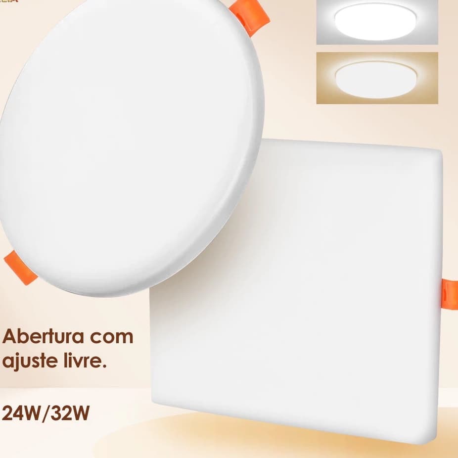 Plafon Led Borda Infinita Sobrepor Quardado e Redondo Bivolt Primeira linha com 100% Led